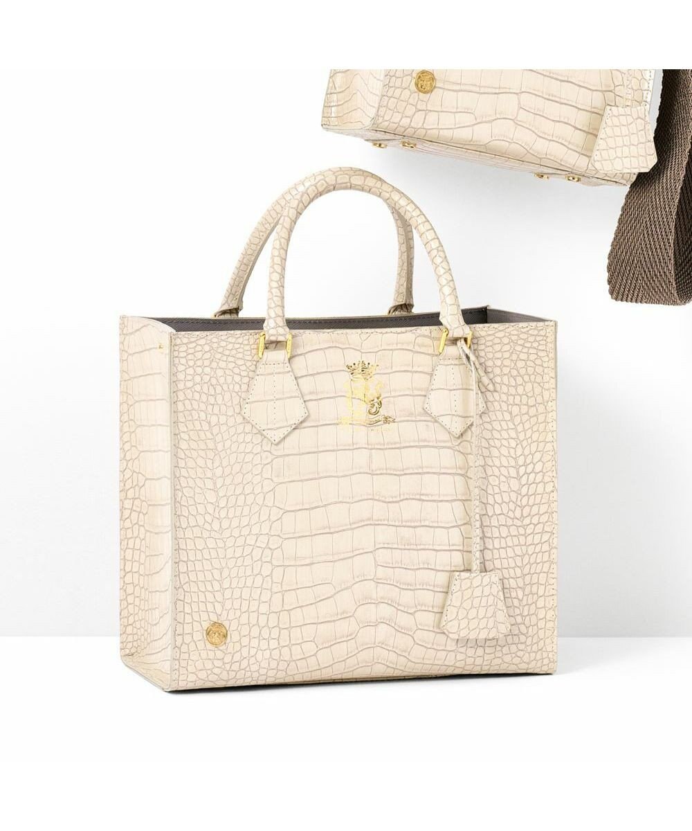 A.D.M.J. 【牛革】クロコ型押しスクエアトートM 