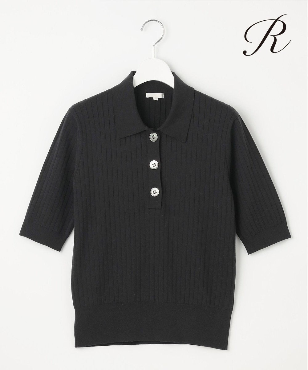 23区 【R(アール)】シルクコットン ポロカラー リブニット 