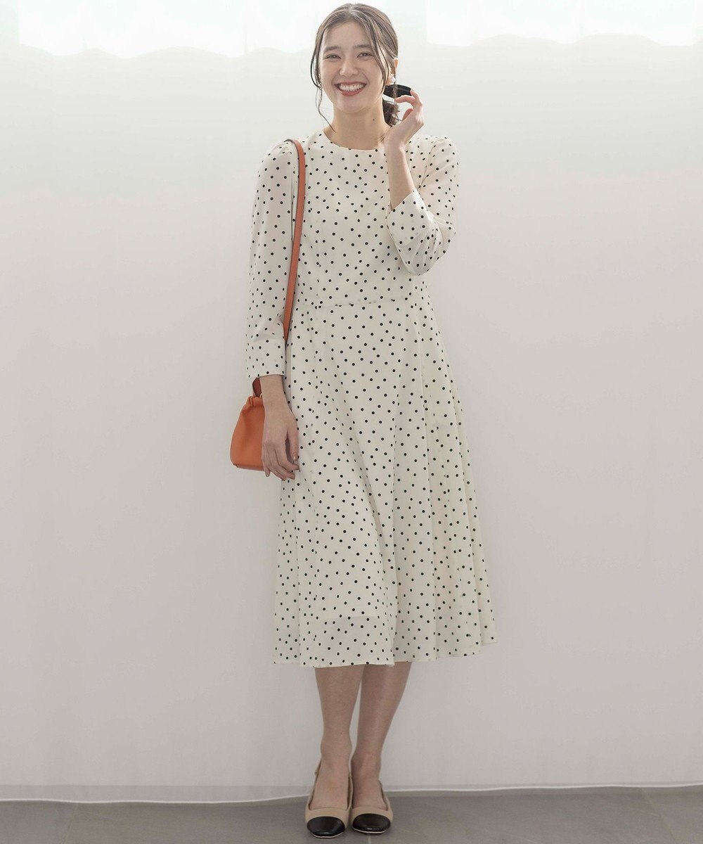 組曲 ドットジョーゼットプリント ワンピース 