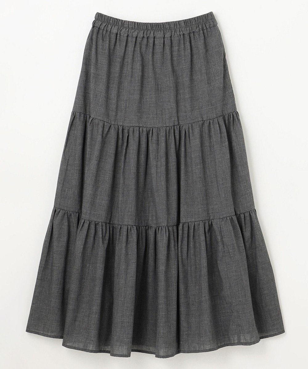 ANY 【ウエストゴム】シャンブレーライクティアード スカート 