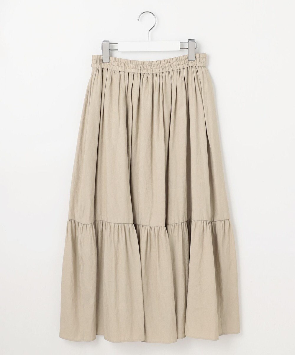 J.PRESS LADIES 【洗える】シャンブレーツイル ティアード スカート 