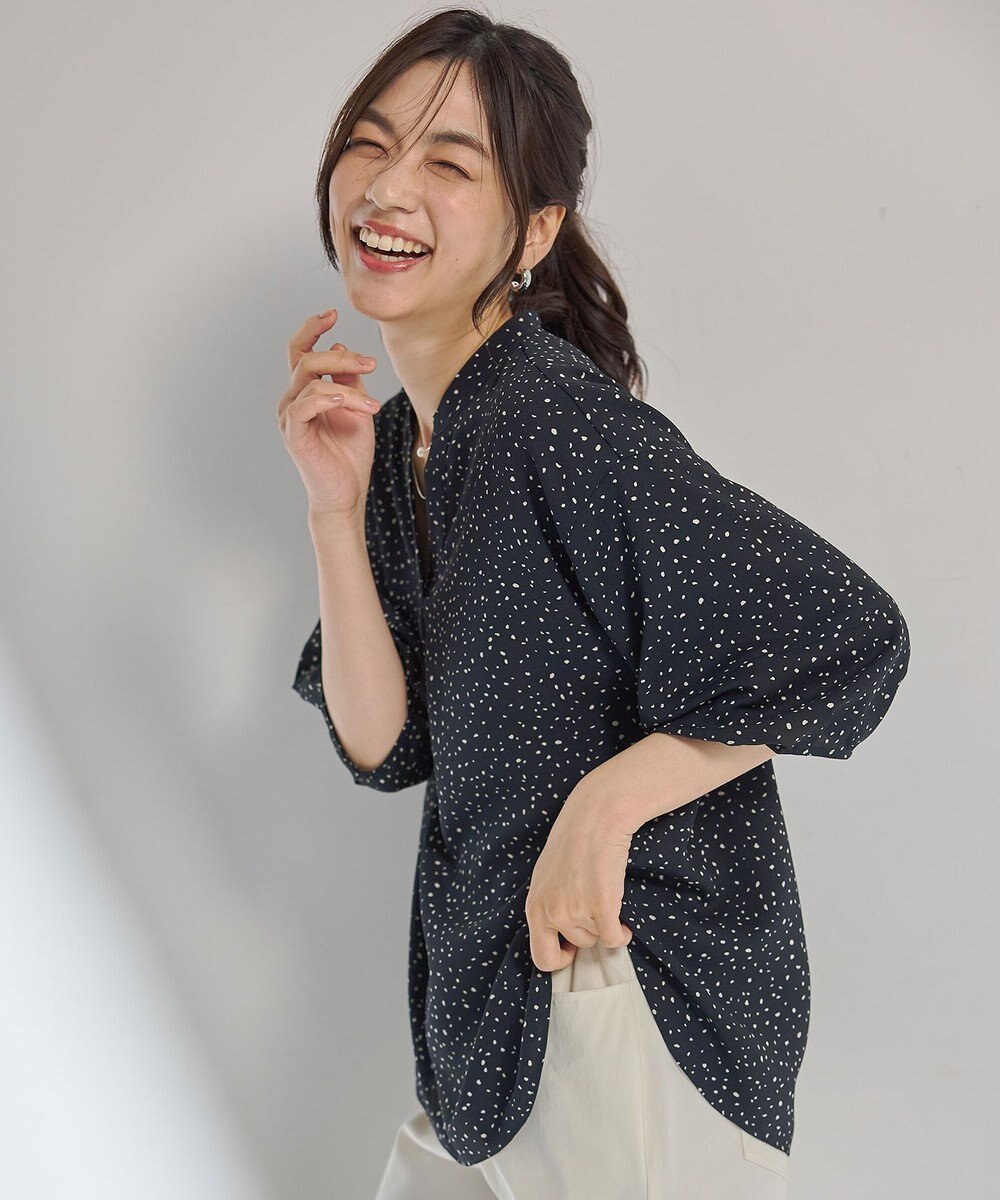 ANY ドルマンスキッパードットブラウス 