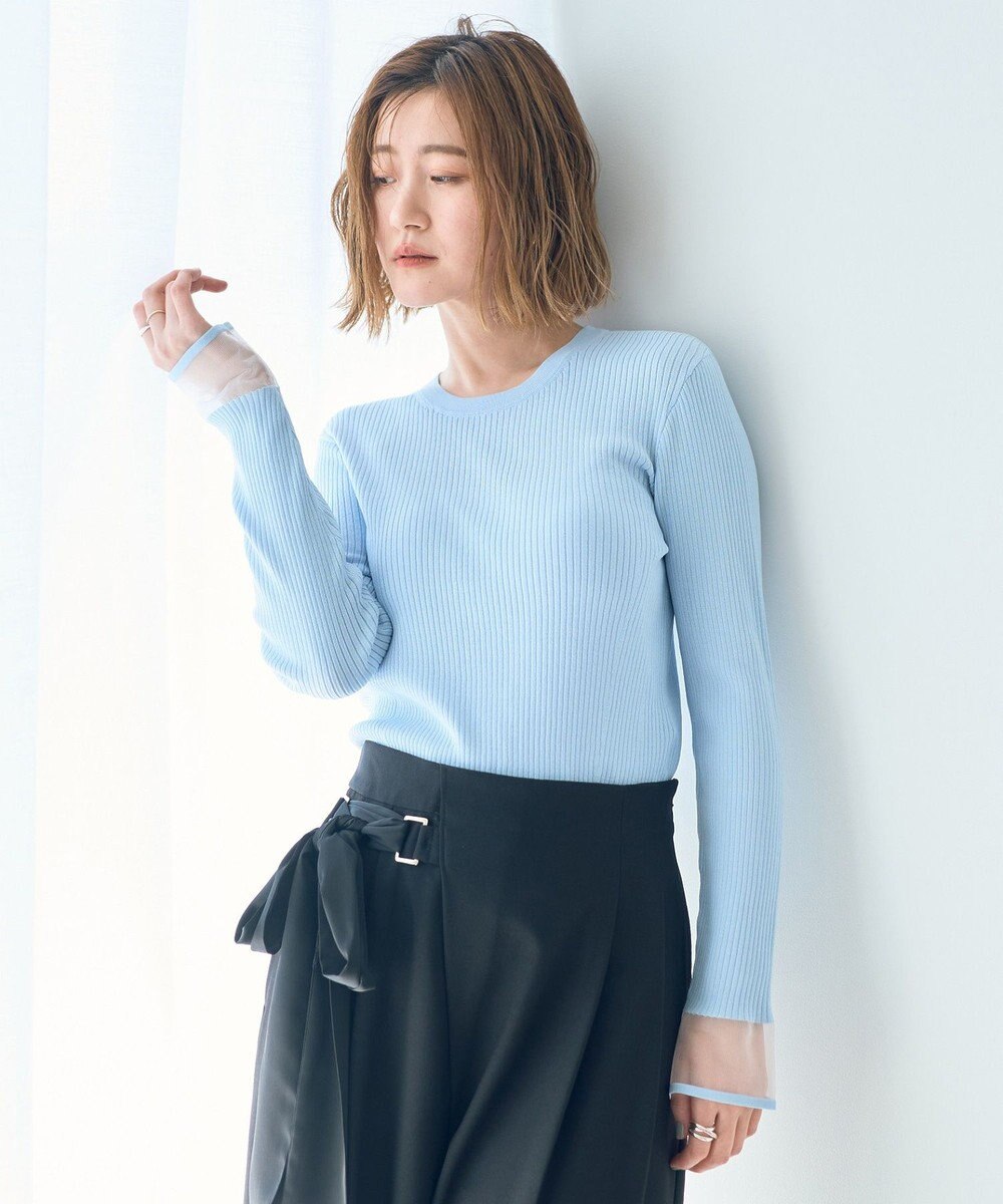 YECCA VECCA 袖口シアーリブニット 