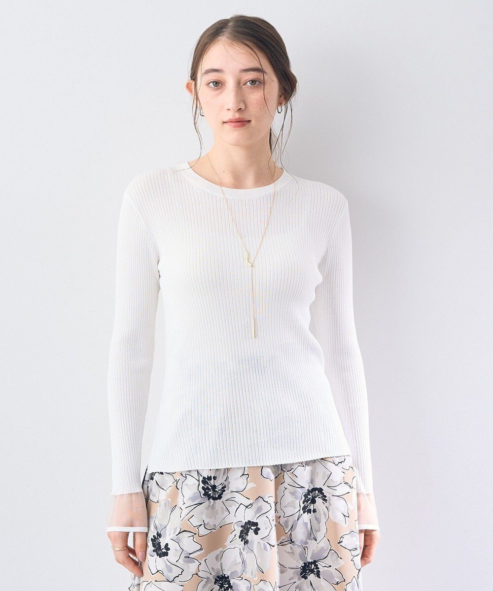 YECCA VECCA 袖口シアーリブニット 