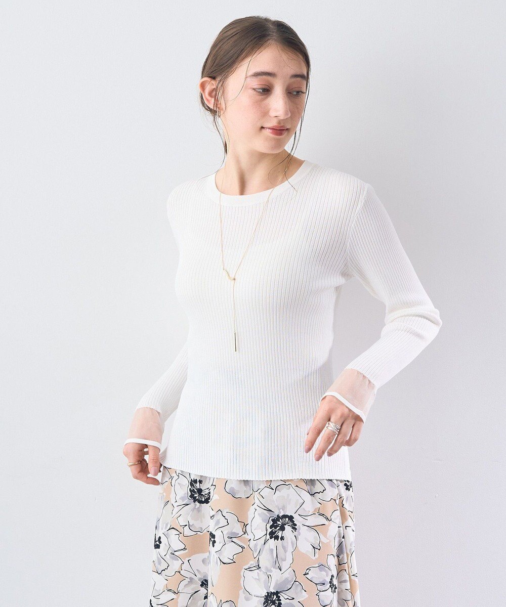 YECCA VECCA 袖口シアーリブニット 