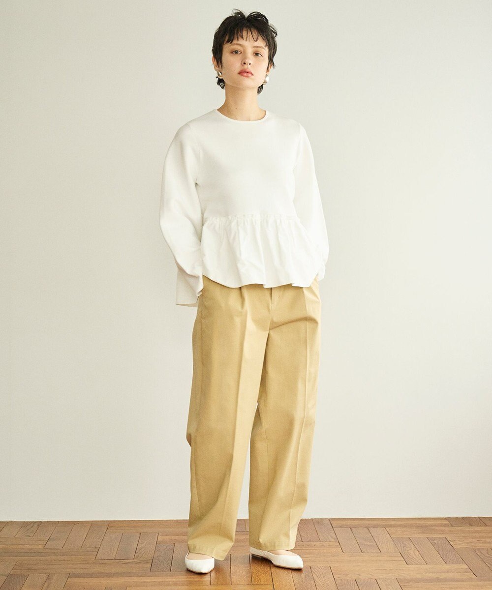 #Newans 【洗える】コンビネーションペプラムチュニックニット 