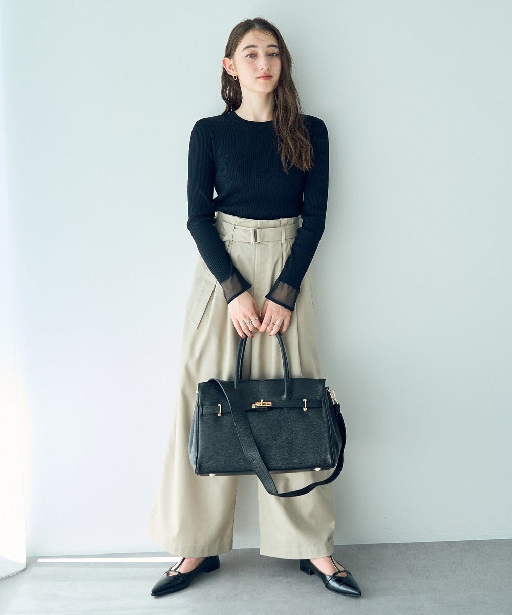 YECCA VECCA 袖口シアーリブニット 