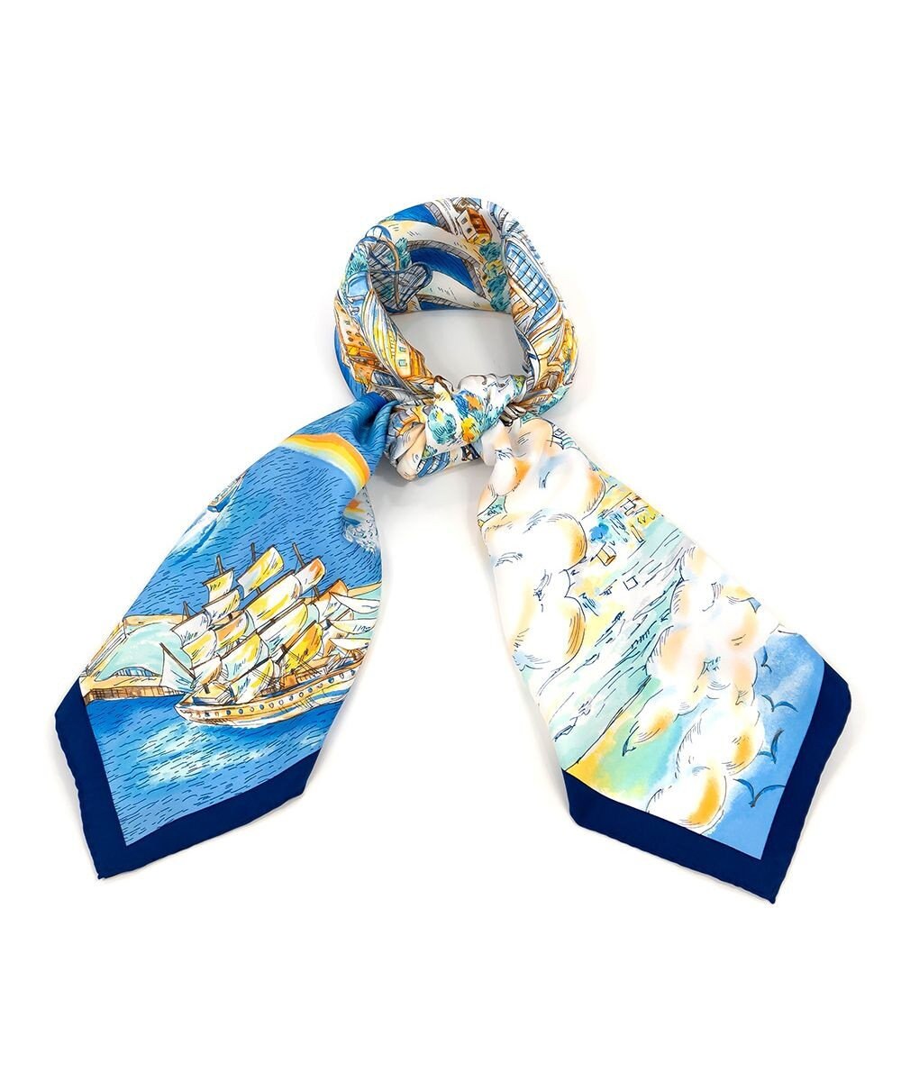 Marca 【伝統横濱スカーフ】YOKOHAMA MINATOMIRAI  大判 シルクツイル スカーフ 