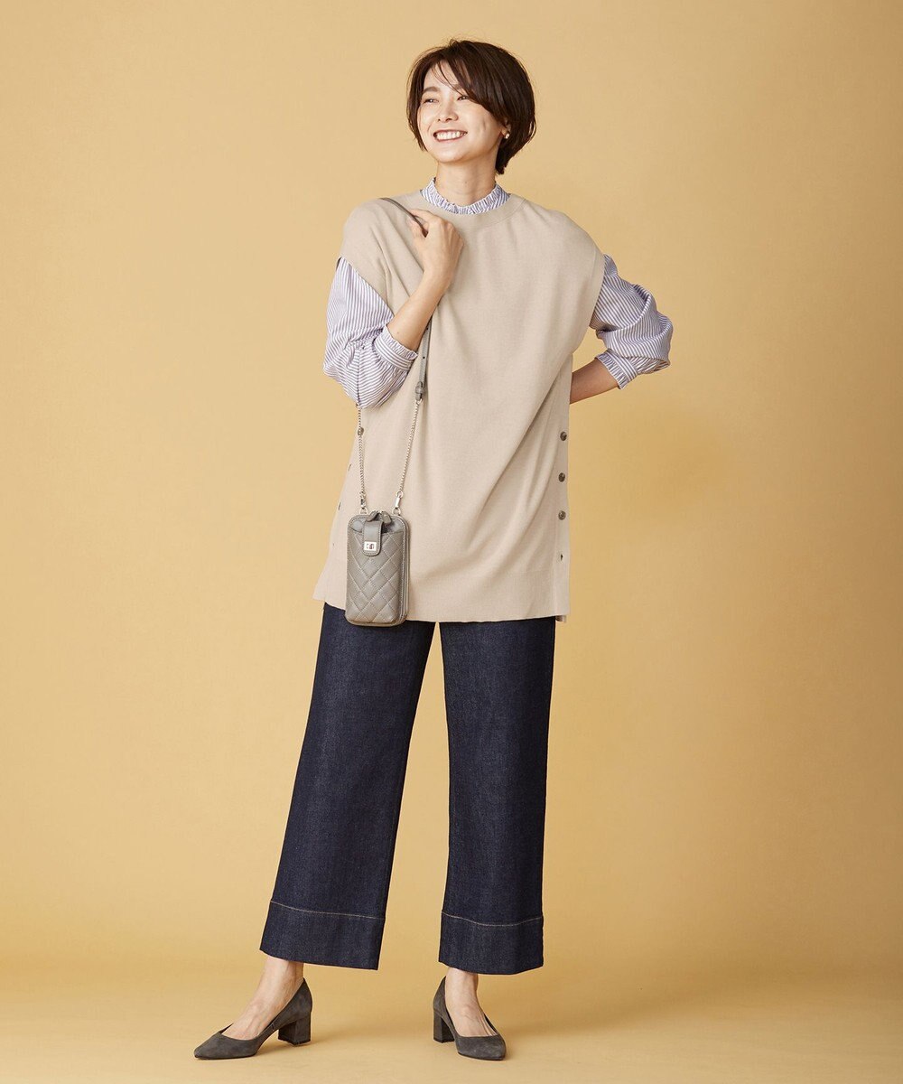 J.PRESS LADIES L 【洗える】 10oz Stretch Denim セミワイド パンツ 