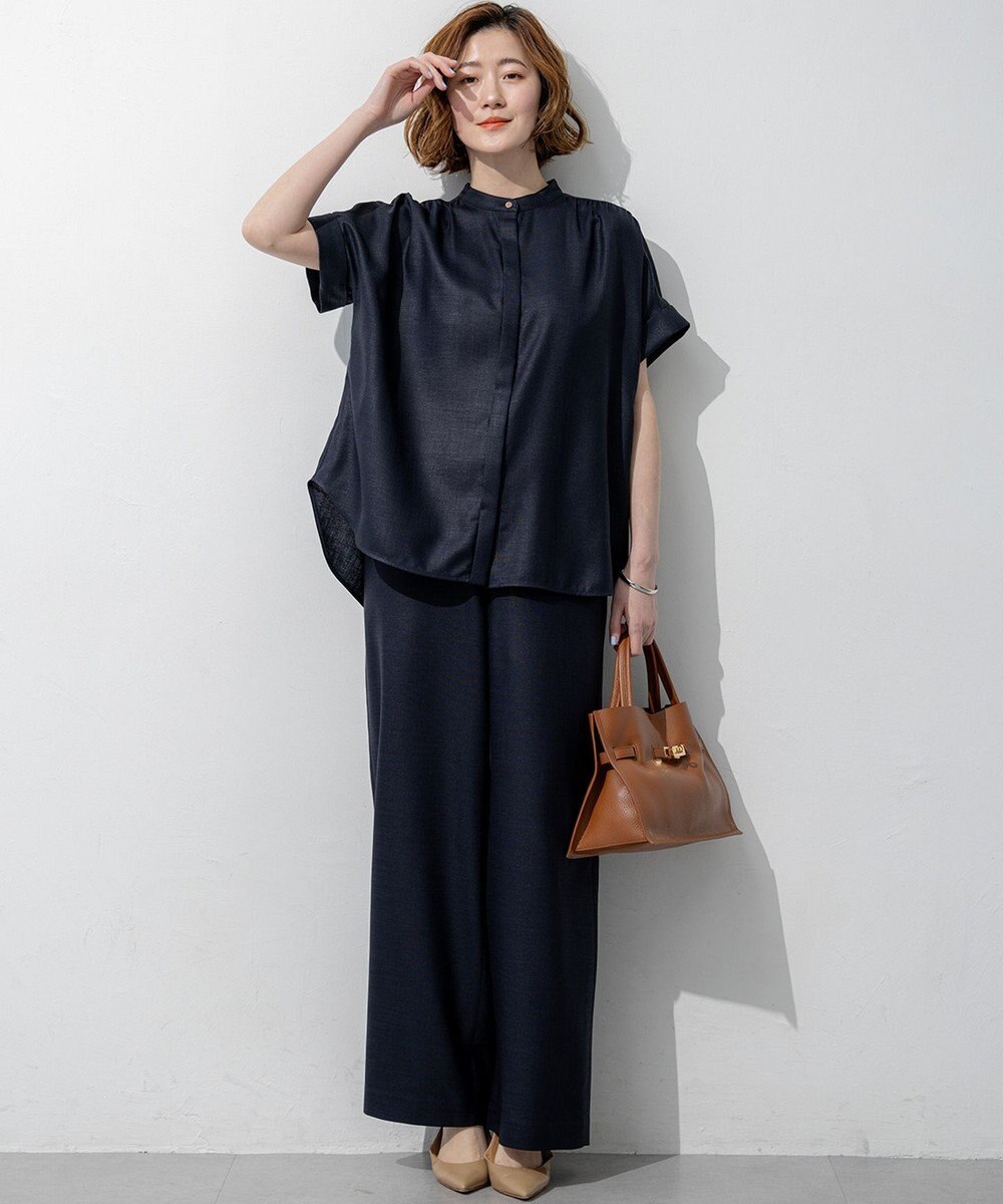 23区 【先行予約】リネンライクグロッシー ワイドパンツ 