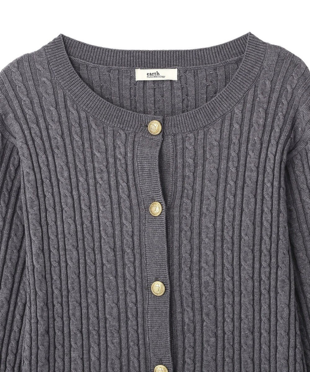 earth music&ecology 【予約】プリーツレイヤーケーブルニットカーディガン 