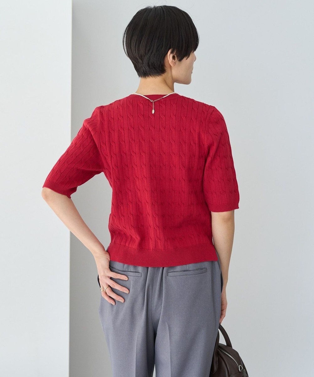 AMERICAN HOLIC ケーブル５分袖ニットプルオーバー 