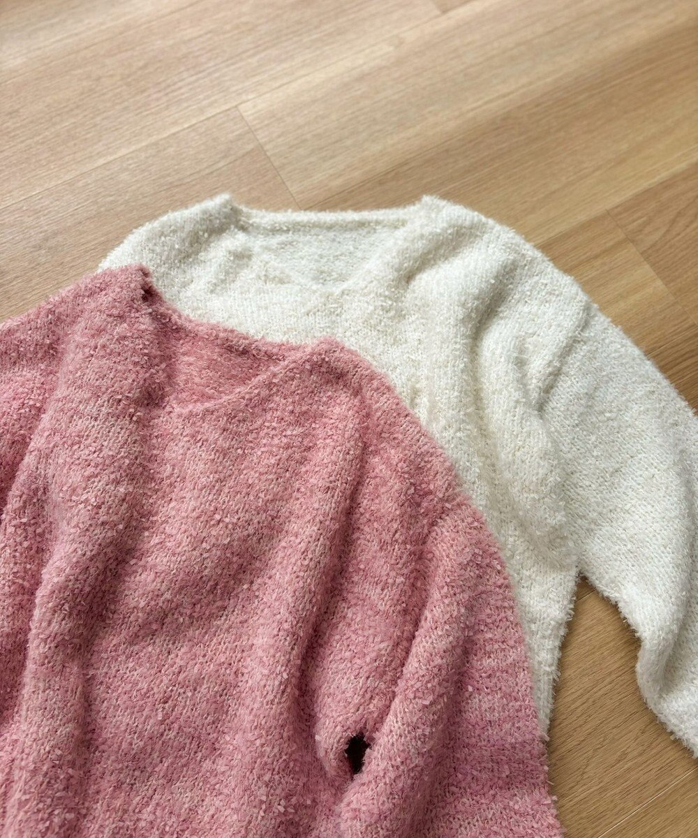 Feroux 【洗える】リボンヤーン プルオーバーニット 