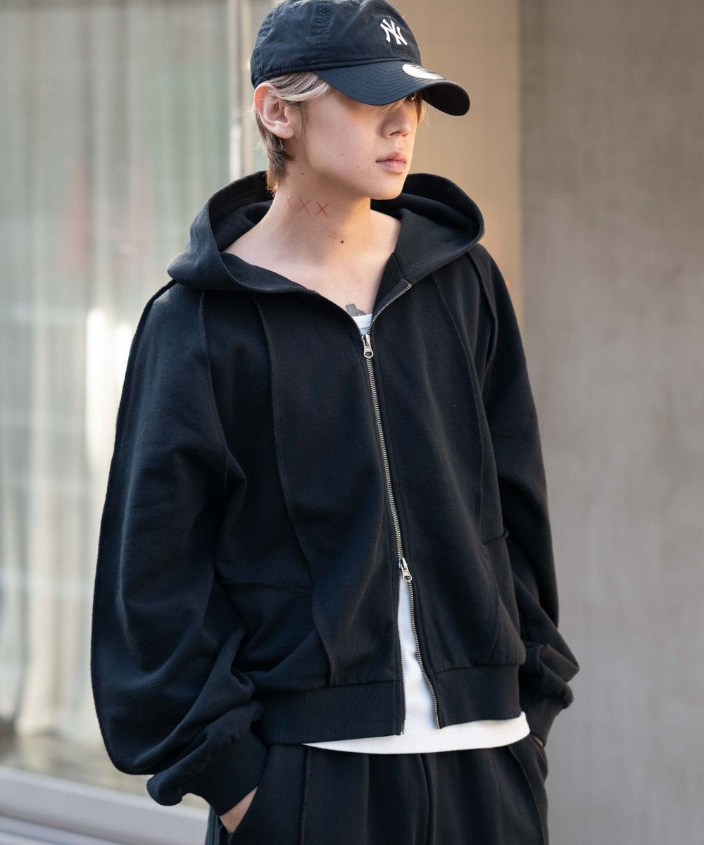 WEGO 【ユニセックス着用ITEM/MLサイズ展開】スウィッチングZIPパーカー 