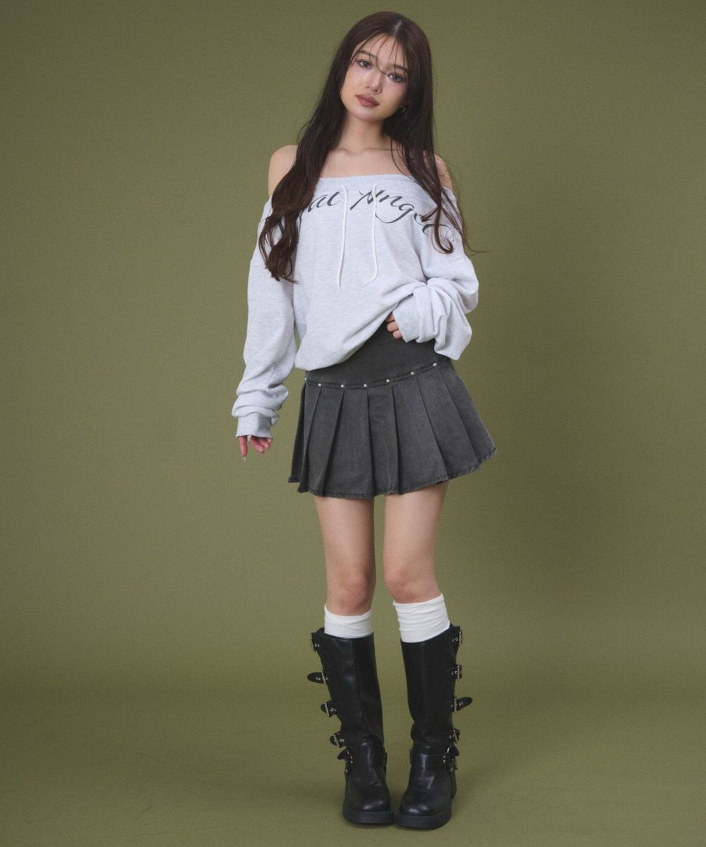 WEGO スタッズデザインプリーツスカパン 