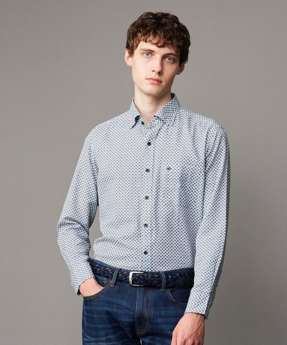JOSEPH ABBOUD 【キングサイズ・エコ素材】 ヘキサゴンジオメトリックパターン シャツ 