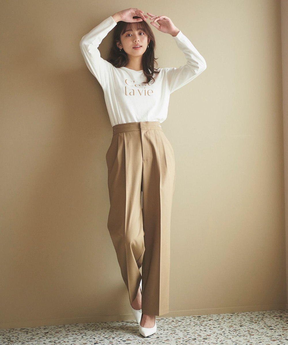 Feroux 【洗える】サイドオープンスラックス パンツ 