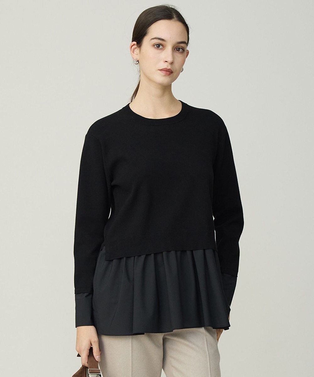 ICB レーヨンシルクストレッチブレンド ドッキングペプラムプルオーバー 