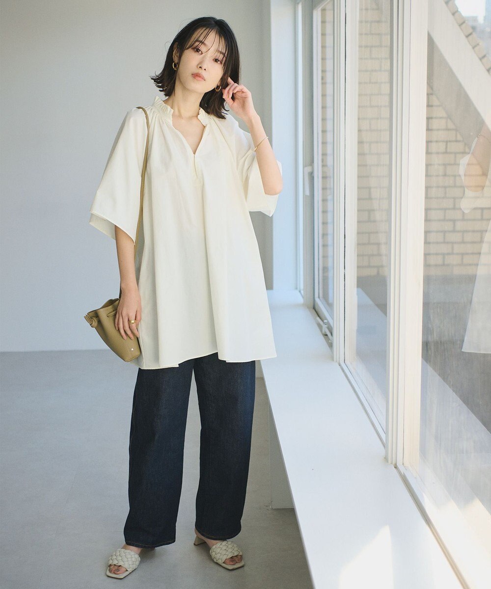 #Newans 【ANSWER for 骨格ナチュラル】ギャザーネックフレアスリーブチュニック 