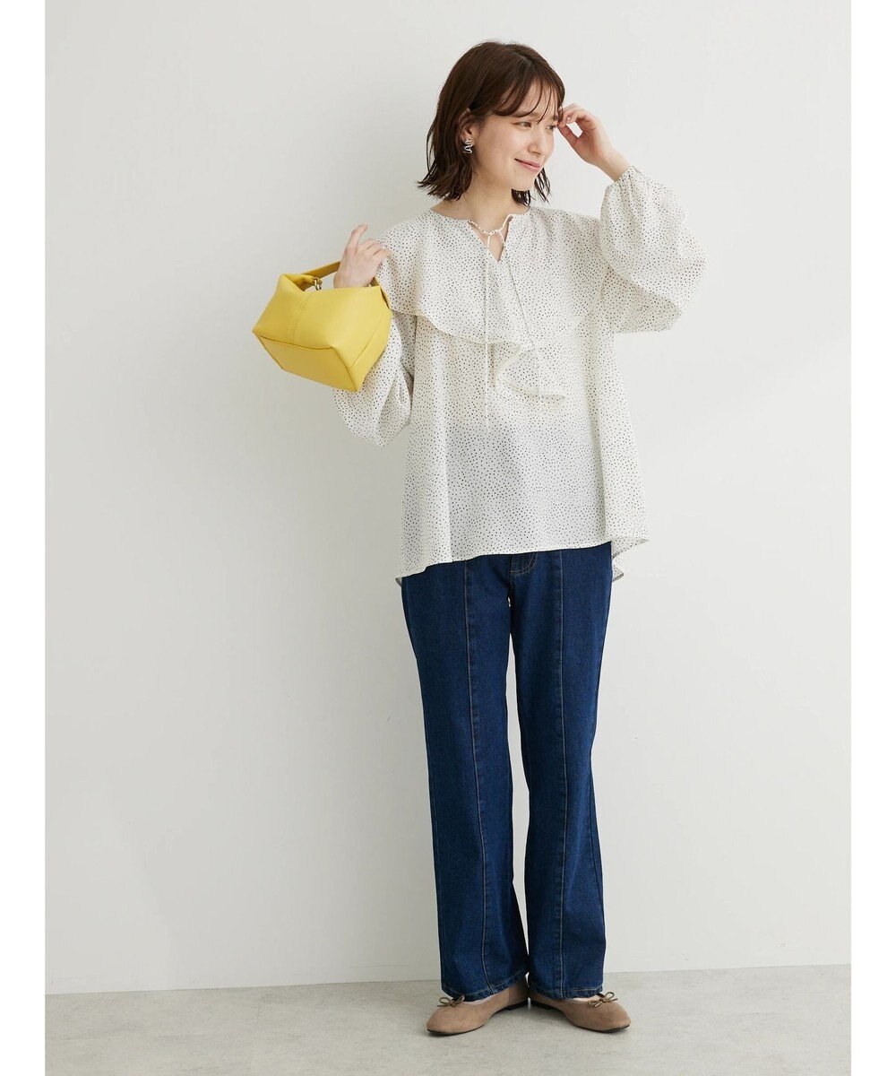 Green Parks 柄アソートラッフル衿ブラウス 