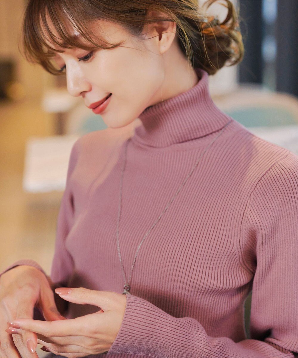 Tiaclasse L 【新色追加・洗える】リブタートルニット 