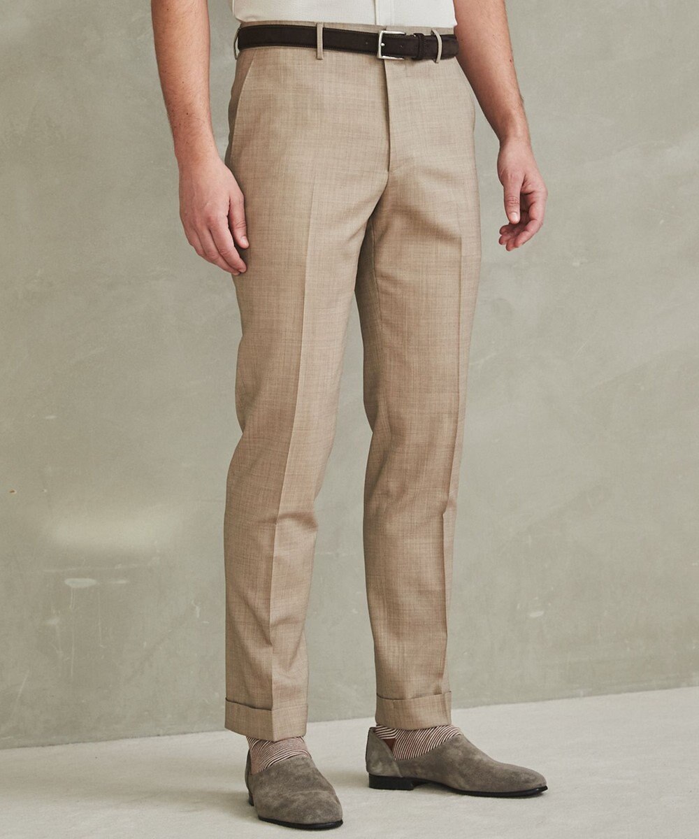 GOTAIRIKU ロングセラー【洗える/折り目加工/シワになりにくい/ウエストアジャスター】ウォッシャブル サマーウール100％パンツ_限定色(ノータック)23/24年モデル 