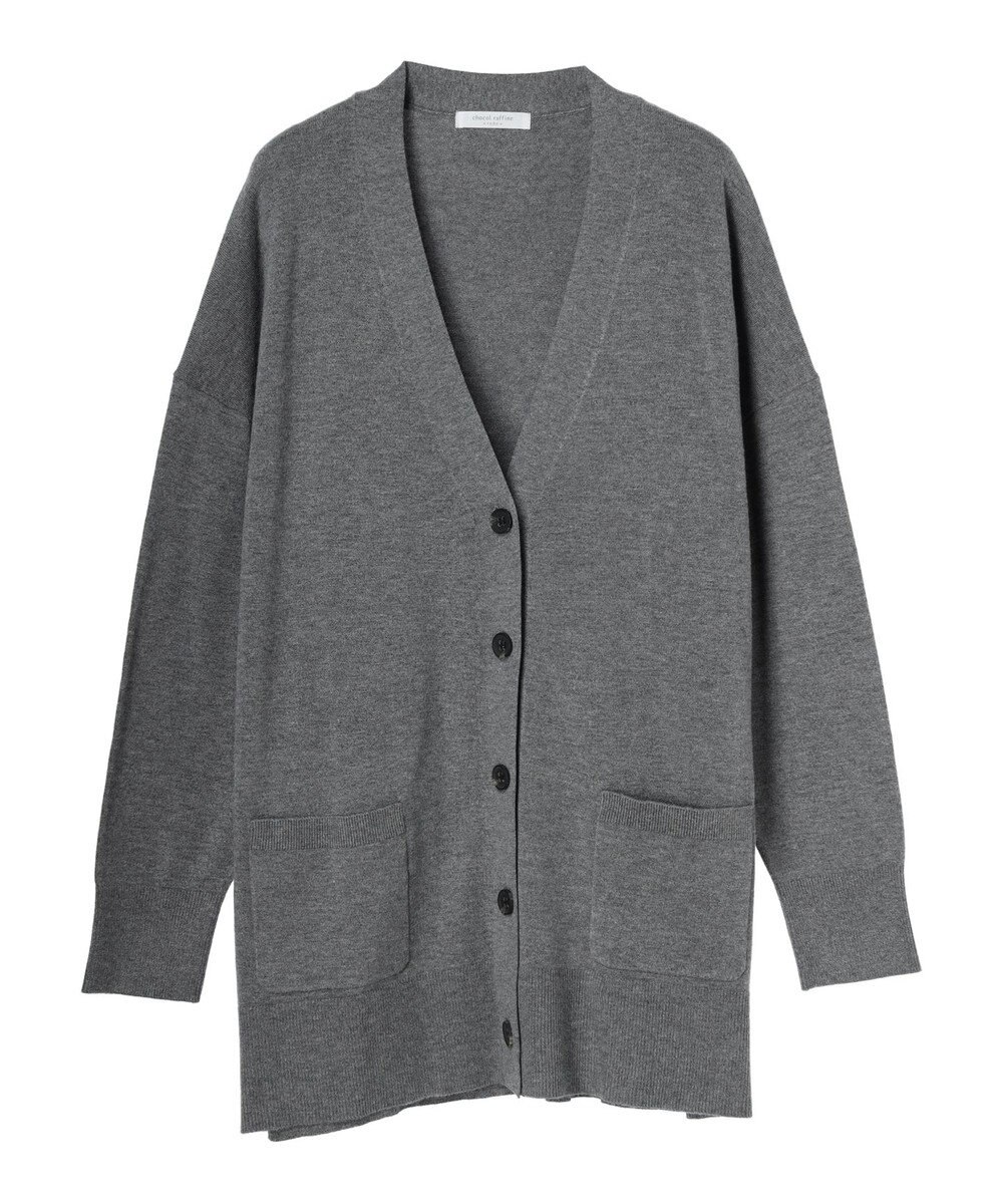 Green Parks もちやわ　Ｖネックミディ丈ニットカーディガン 