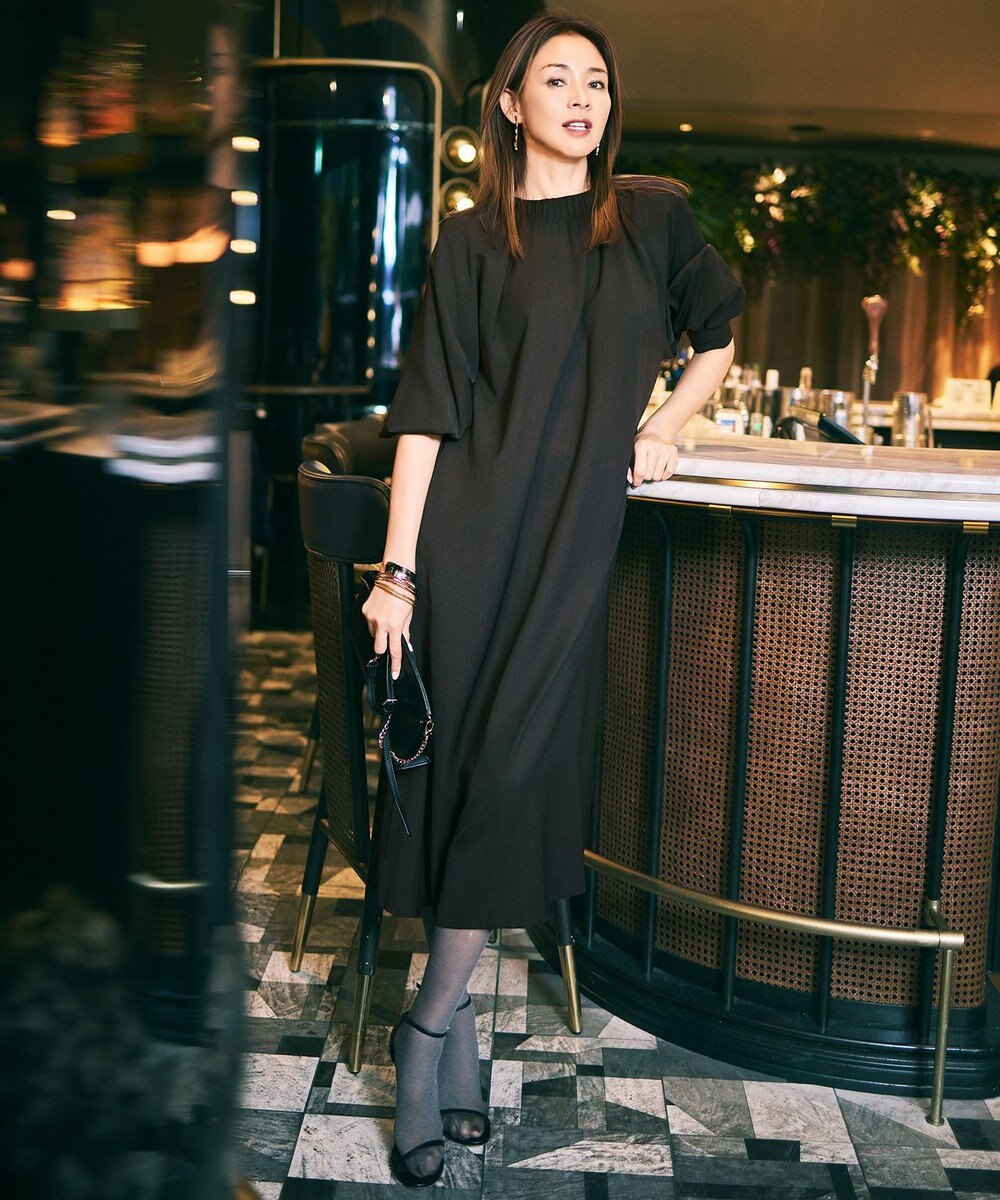 自由区 L 【SHIHOさん着用】TWドレープツイル3WAYボウタイ ワンピース 