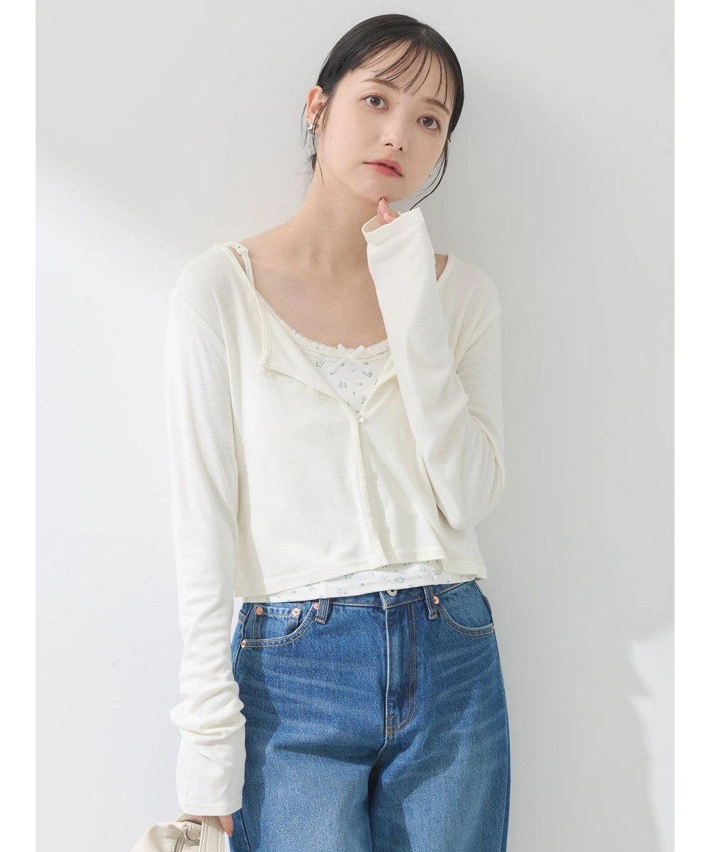 earth music&ecology ＳＥＴ２点カーディガン＋フラワーキャミ 