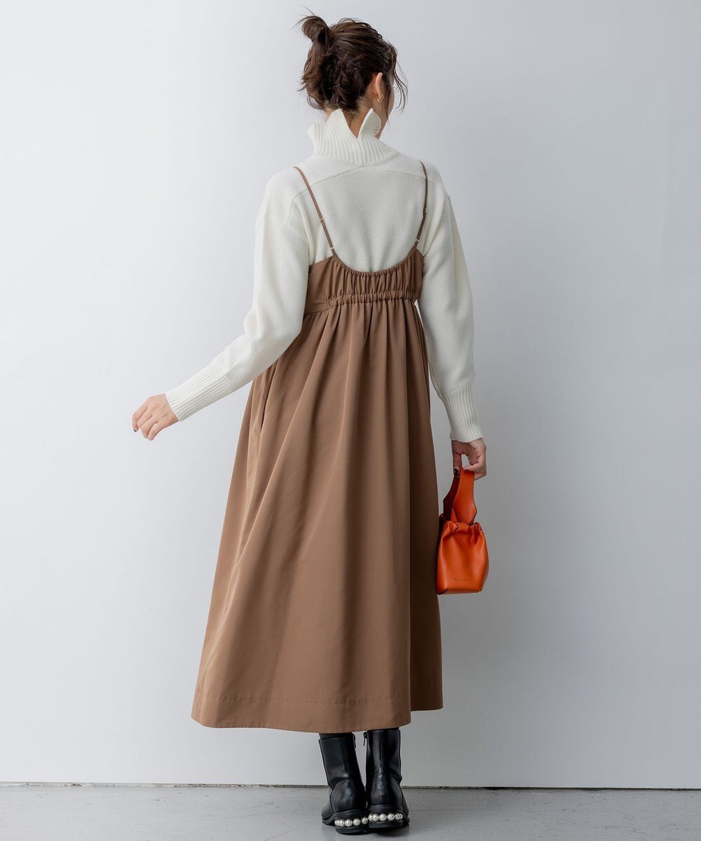 組曲 S 【洗える】タフタギャザーキャミソールワンピース 