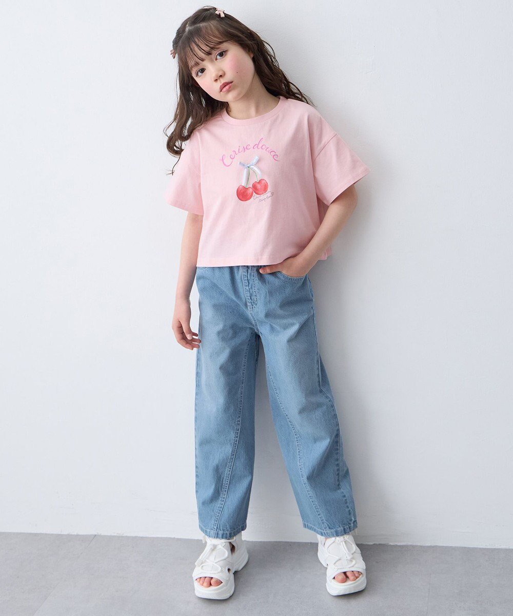 ANY KIDS 【一部店舗/WEB先行販売アイテム】【洗濯機可能】刺繍 ワイドデニムパンツ 