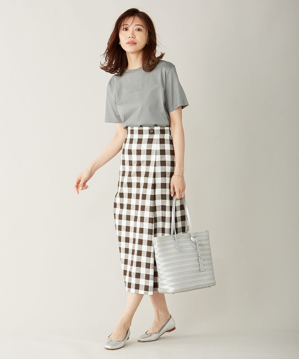 J.PRESS LADIES 【洗える】BEZコットンリネンブロックギンガム スカート 