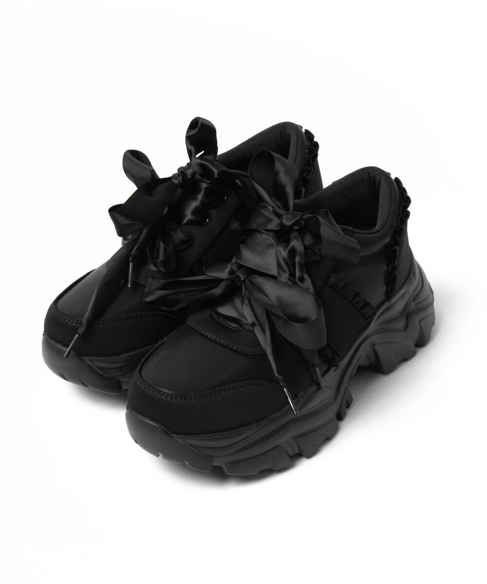 WEGO ダブルリボン厚底ダッドスニーカー 
