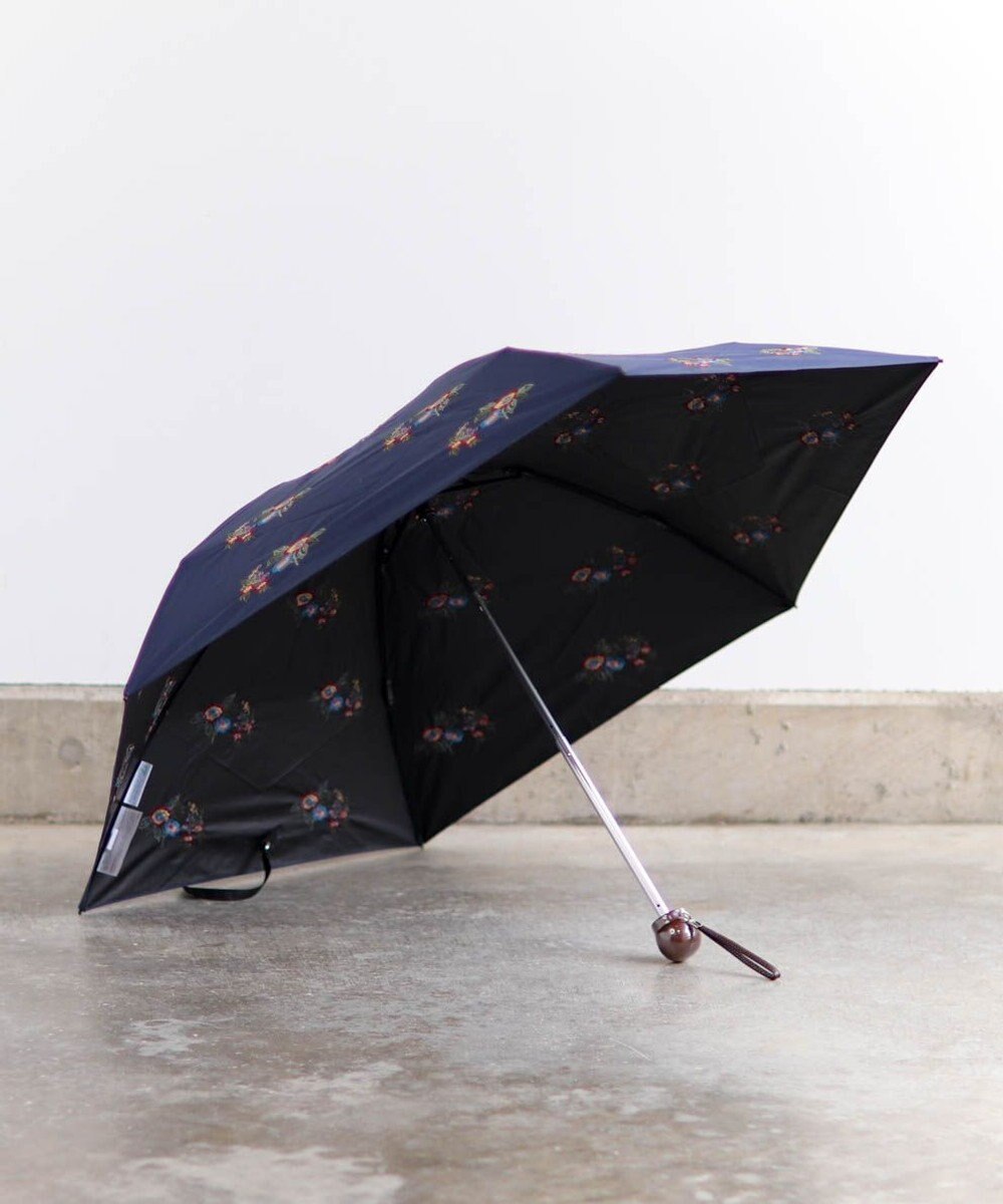 AND WOOL 〈UVカット率99%以上・一級遮光生地・晴雨兼用〉野ばら刺繍の日傘 （折りたたみ傘タイプ） 