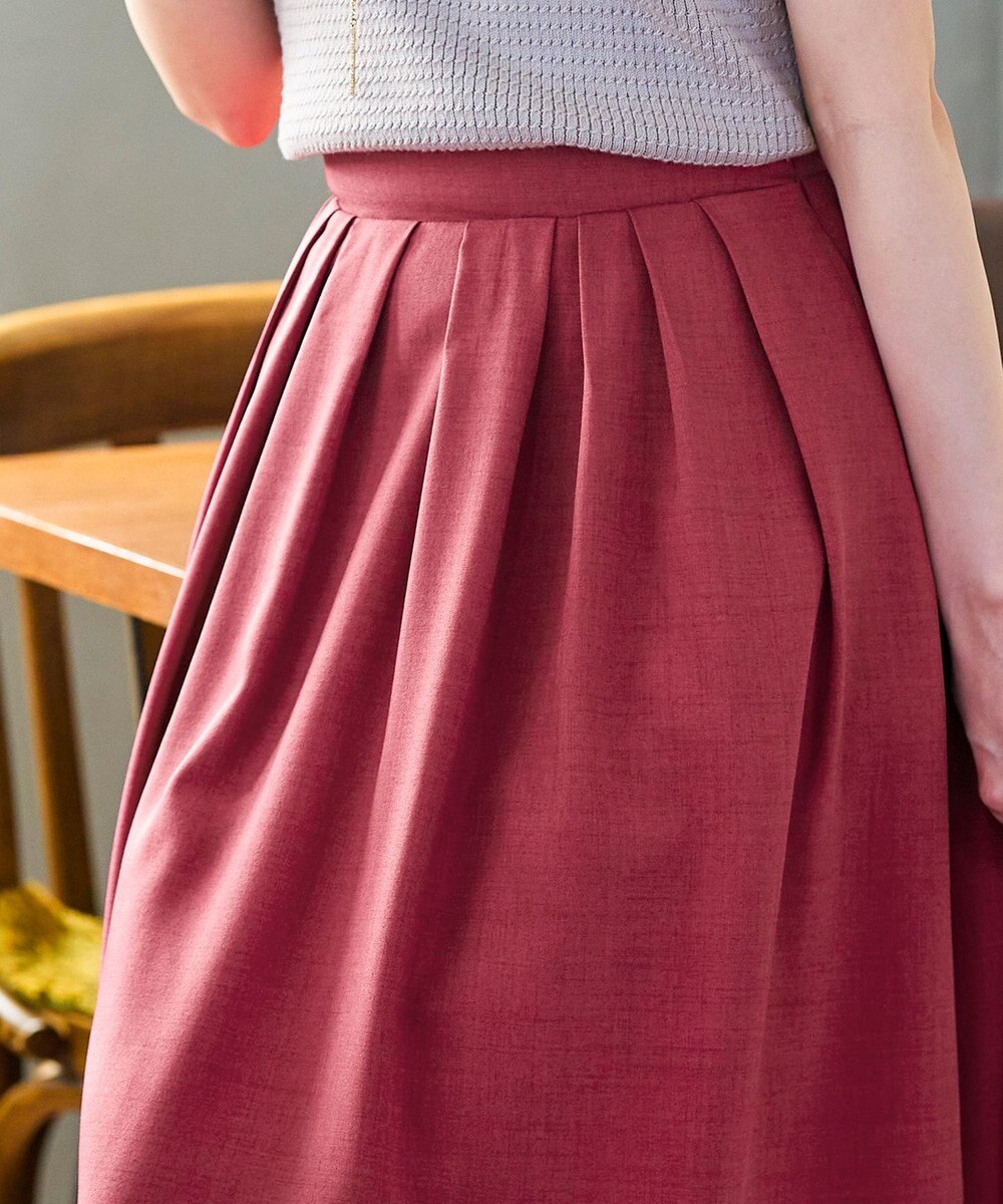 Tiaclasse 【洗える】体型カバーも叶う麻調フレアタックスカート 