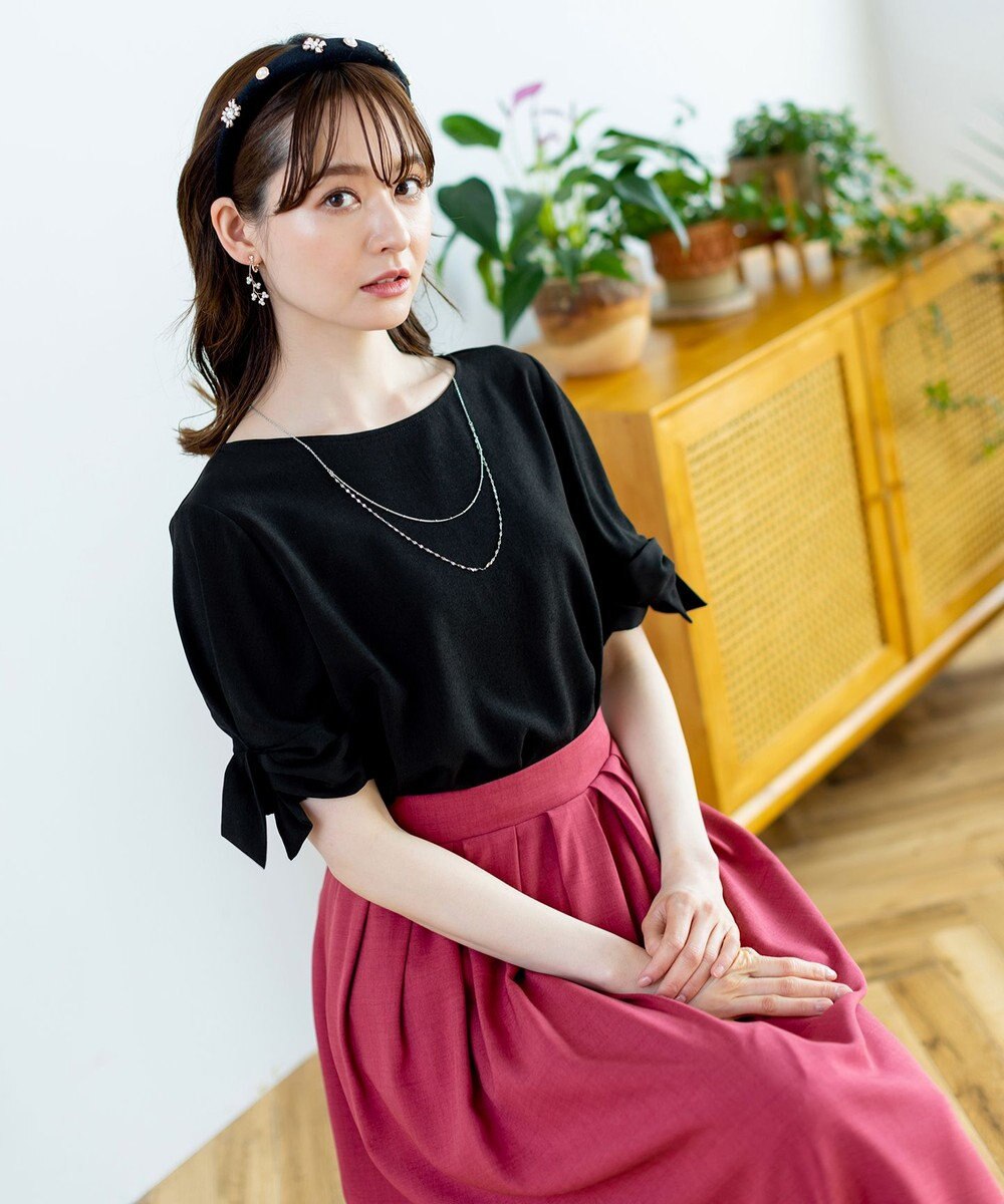 Tiaclasse 【洗える】体型カバーも叶う麻調フレアタックスカート 