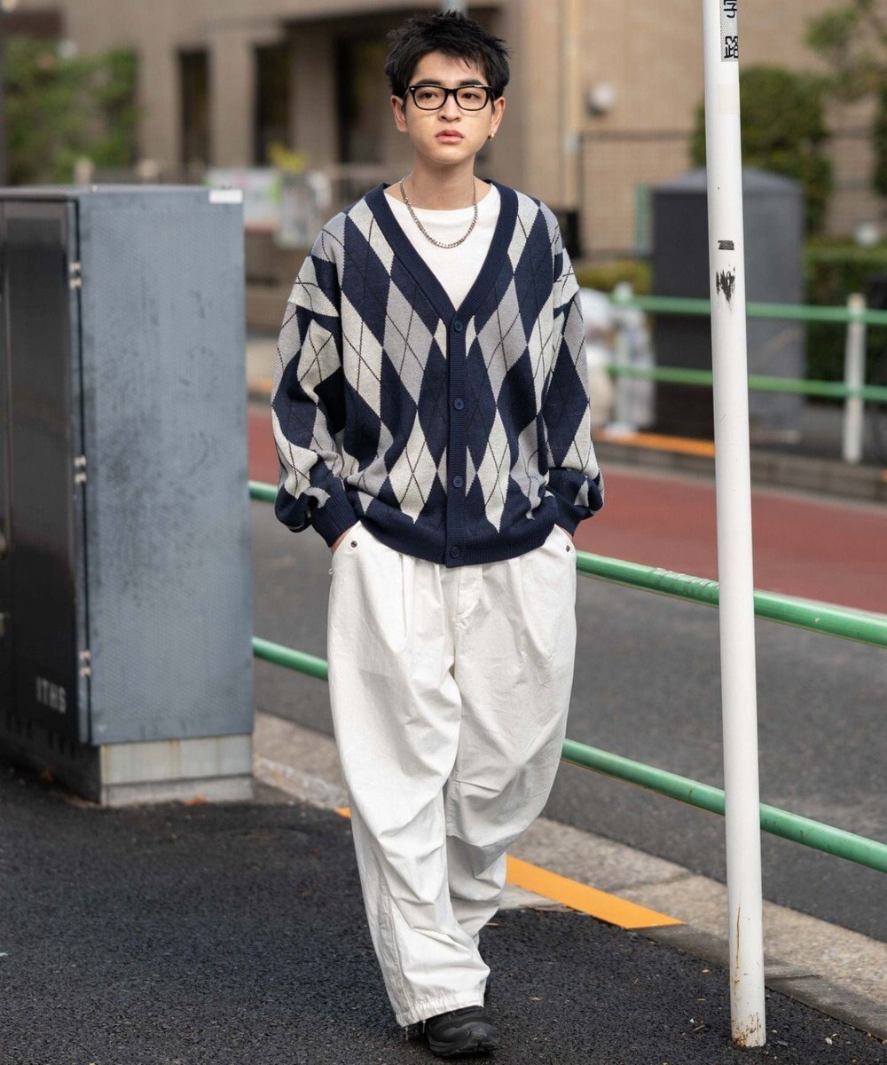 WEGO リラックスフィットパターンカーディガン 