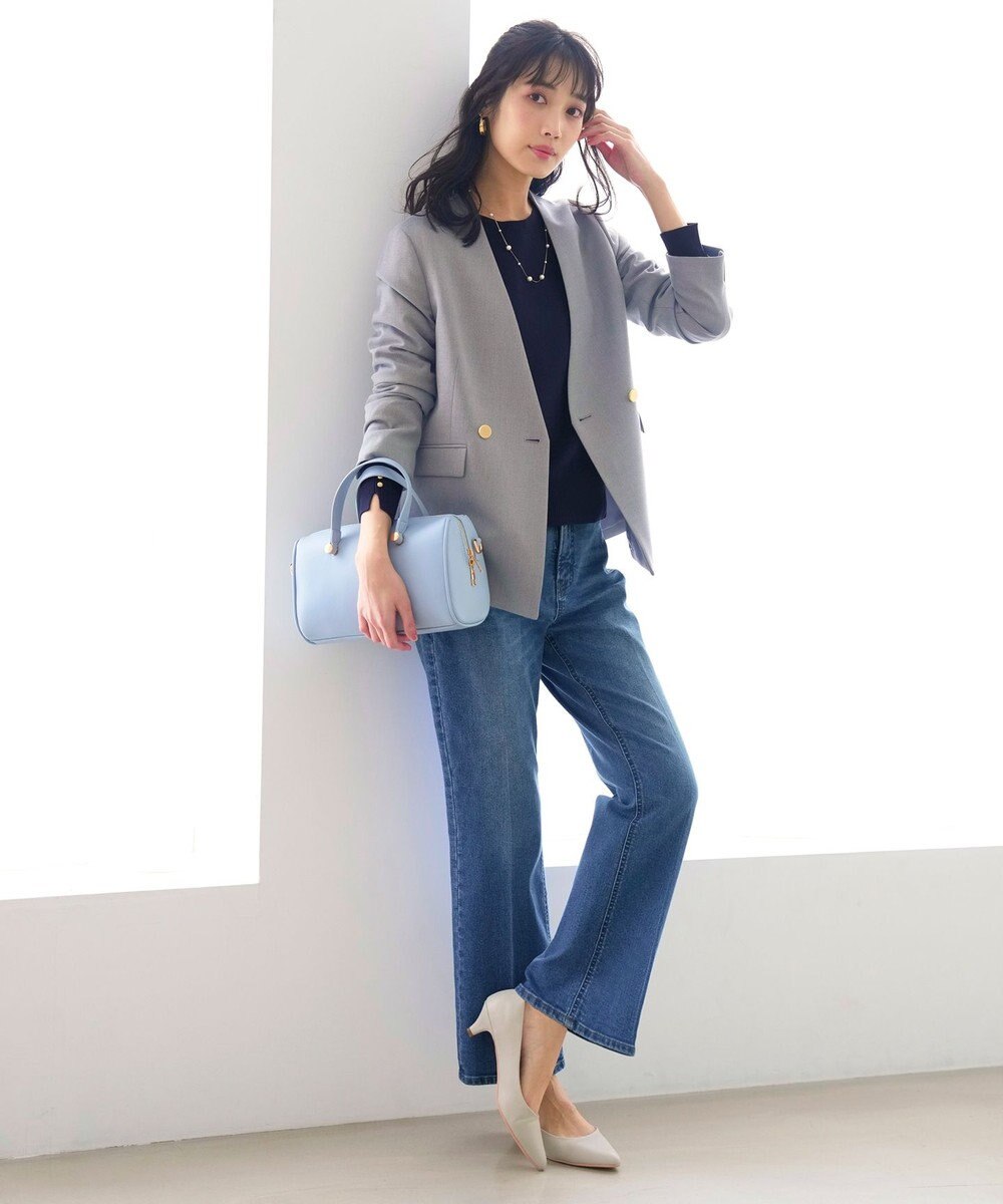 ANY SIS L センタープレスセミフレア デニム 