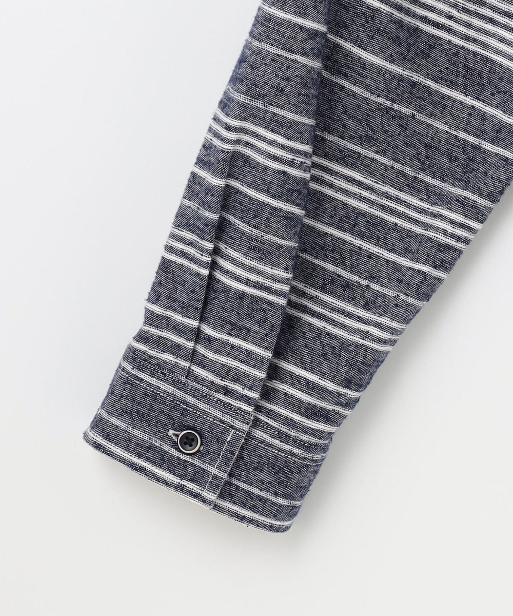 JOSEPH ABBOUD MOUNTAIN 【SPACE／UNISEX】OGスラブシャンブレーマルチボーダー シャツ 