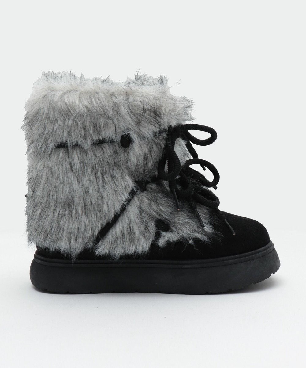 WEGO ボリュームファーレースアップFムートンブーツ 