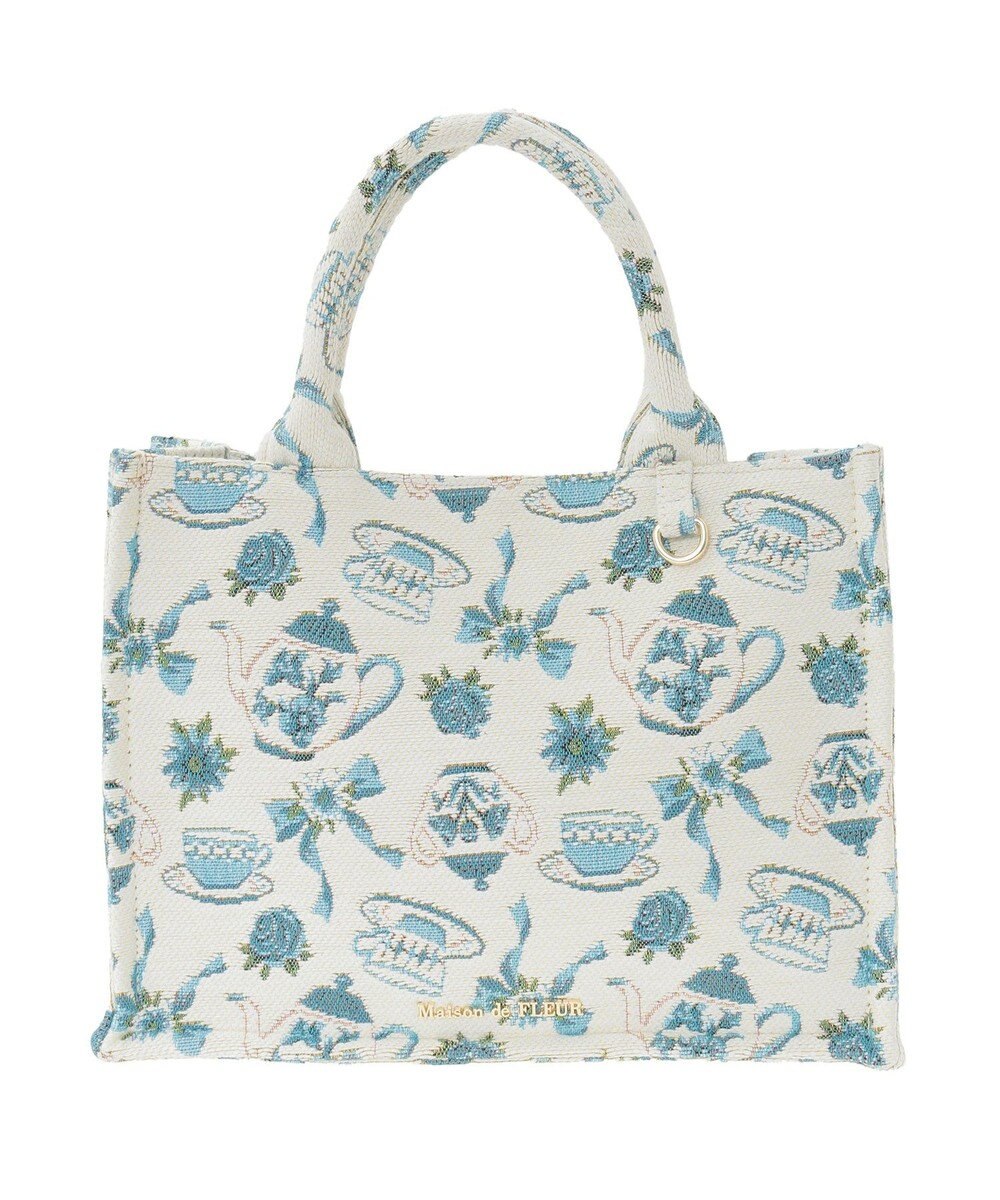 Maison de FLEUR ティーカップ柄ゴブランスクエアトートバッグ 