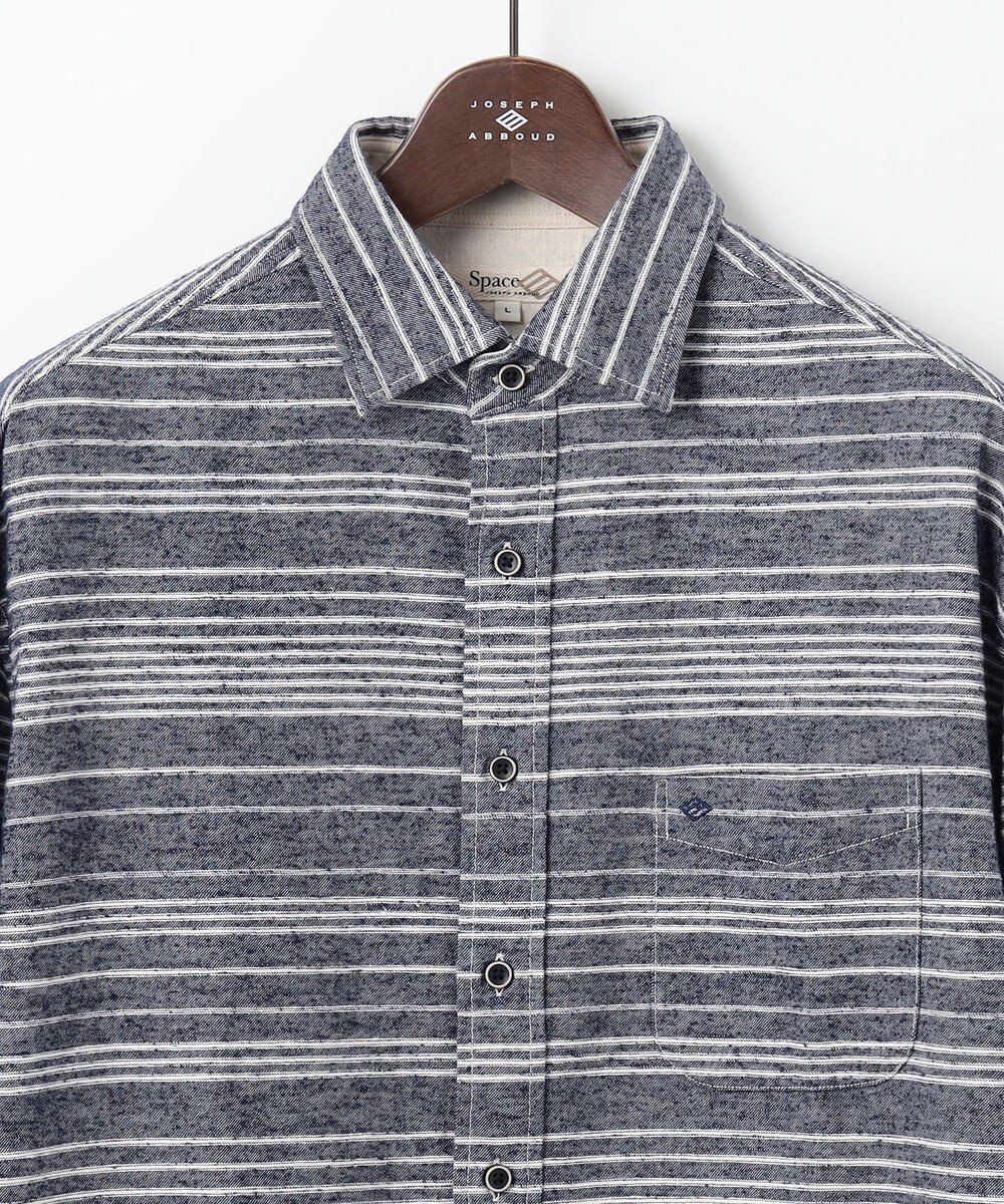 JOSEPH ABBOUD MOUNTAIN 【SPACE／UNISEX】OGスラブシャンブレーマルチボーダー シャツ 