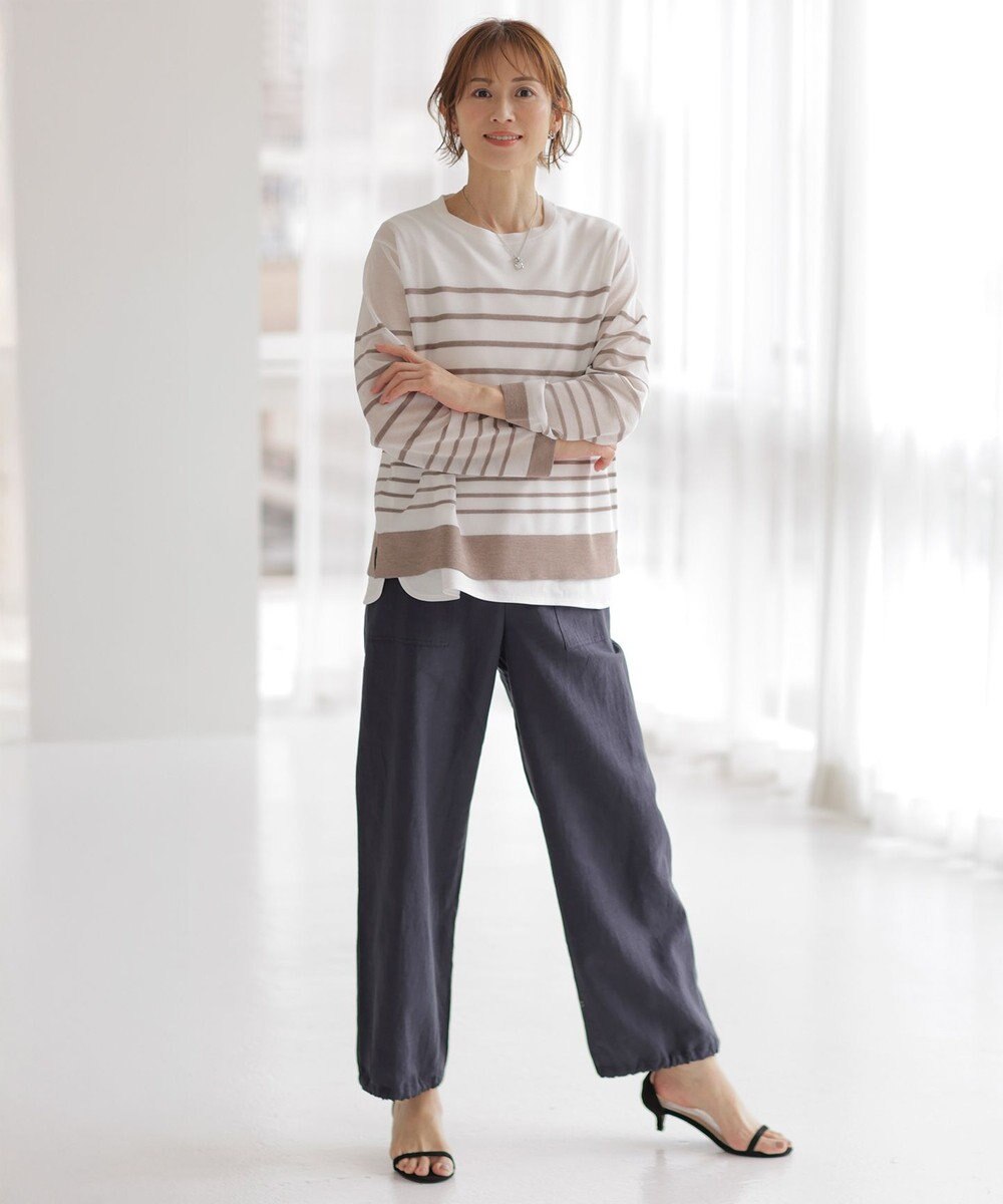 J.PRESS LADIES 【WEB限定・洗える】Vis/Peスパーク シアー ボーダー ニット 