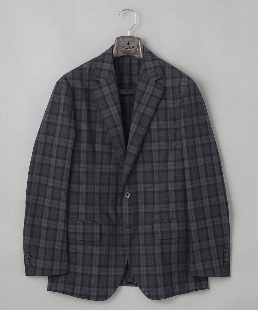 GOTAIRIKU 清涼サッカー素材【通気性/軽量】空羽サッカー マドラスチェック シャツジャケット 