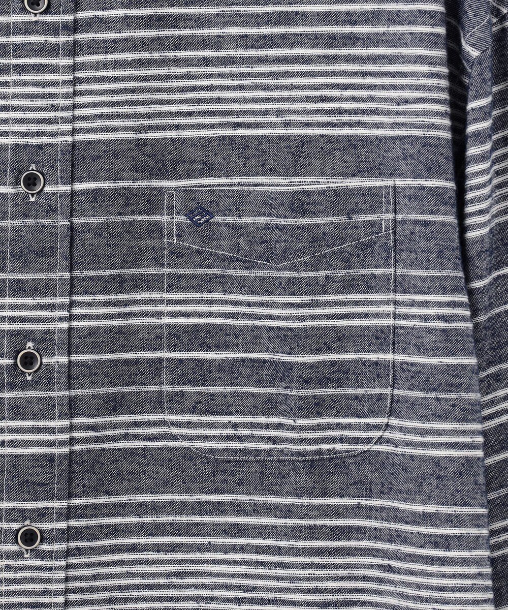 JOSEPH ABBOUD MOUNTAIN 【SPACE／UNISEX】OGスラブシャンブレーマルチボーダー シャツ 