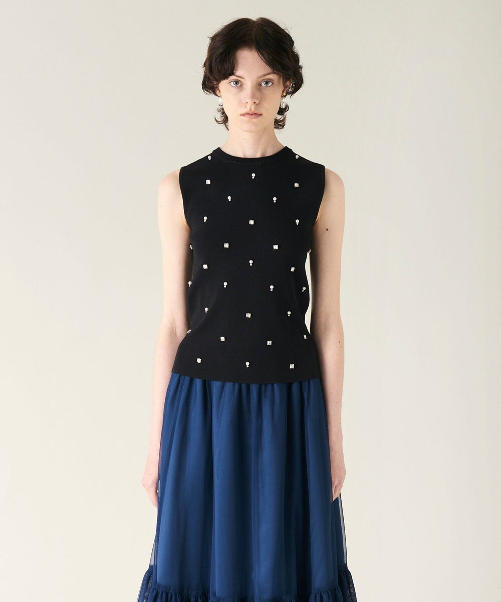 GRACE CONTINENTAL ビジューニットトップ 