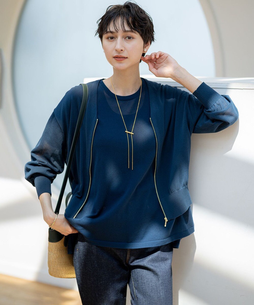 23区 【洗える】ライトシアー ハーフスリーブ ニット 