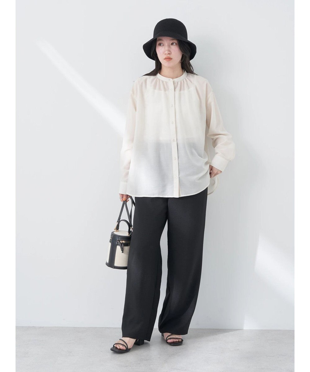 earth music&ecology シアーギャザーネックブラウス 