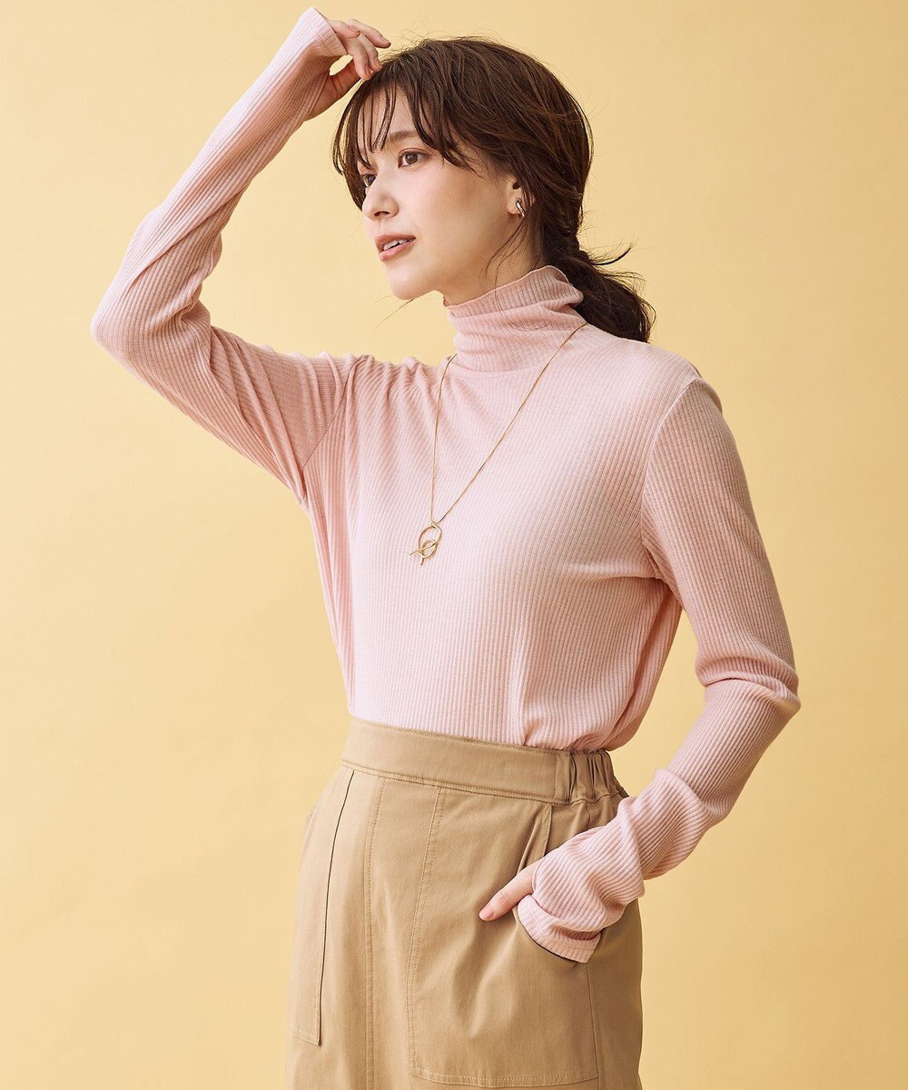 ANY L ウール混リブタートルネックカットソー 