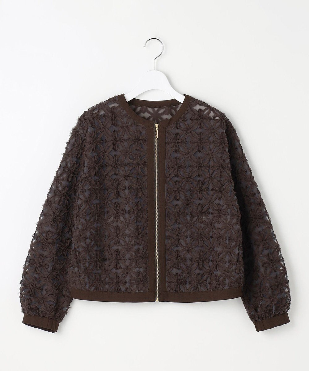 自由区 L 【17号サイズまで展開】テープエンブロイダリー ブルゾン 